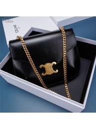 Replica Cheap Celine CHAIN BESACE TRIOMPHE IN SHINY CALFSKIN 199273 BLACK Tl4722Mq48