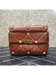 Replica Cheap VALENTINO GARAVANI Roman Stud Large Napa sheepskin leather 1189L brown Tl19322Mq48