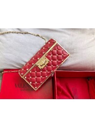 Replica Cheap VALENTINO Rockstud quilted leather cross-body bag 0702 red Tl19687Mq48