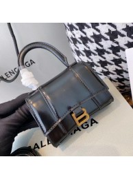 Replica Designer Balenciaga WOMENS HOURGLASS MINI TOP HANDLE BAG shiny box calfskin M8000 black Tl15886Bb80