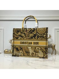 Replica DIOR BOOK TOTE BAG IN EMBROIDERED CANVAS C1286 Gold Tl9197XB19