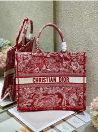 Replica DIOR BOOK TOTE Raspberry Toile de Jouy Reverse Embroidery M1286ZR RED Tl8631Sf59