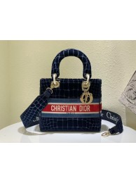 Replica DIOR BOOK TOTE Velvet Crocodile Pattern M2030 Dark Blue Tl8497Xe44