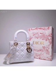 Replica Dior lucky badges Original sheepskin Tote Bag A88035 white Tl9235Fi42