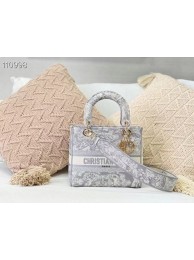 Replica DIOR MEDIUM LADY D-LITE BAG Gray Toile de Jouy Reverse Embroidery M0565OR Tl8604Jw87