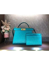 Replica Fashion FENDI PEEKABOO ICONIC ESSENTIALLY leather bag F1519 blue Tl12906yI43