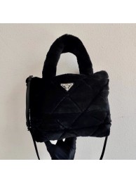 Replica Fashion Prada Shearling tote 1BG378 black Tl5971yI43