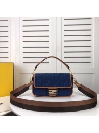 Replica Fendi BAGUETTE LARGE Blue denim bag F0386 blue Tl13033Hd81