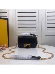 Replica FENDI MINI BAGUETTE CHAIN Black nappa leather bag 8BS045A Tl12973BJ25