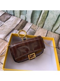 Replica FENDI NANO BAGUETTE CHARM Nappa Original Leather Bag 7AR844 Brown Tl12864UD97