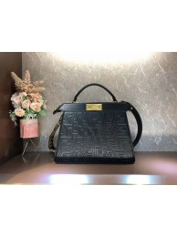 Replica FENDI PEEKABOO ICONIC ESSENTIALLY leather bag F1519 black Tl12908ui32