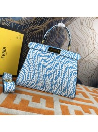 Replica Fendi PEEKABOO ISEEU MEDIUM blue and white FF Vertigo leather bag 8BN321AGK Tl12823ij65