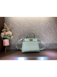 Replica Fendi Peekaboo Mini braided leather bag 8BN244A green Tl12527AP18