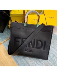 Replica High Quality FENDI SUNSHINE MEDIUM black leather shopper 8BH386A Tl12991Jh90