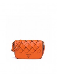 Replica High Quality Prada Leather Prada Tress Shoulder Bag 1BD246 orange Tl6056Jh90