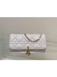 Replica LADY DIOR PHONE POUCH Cannage Lambskin S0977O white Tl8119UD97