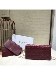 Replica LADY DIOR Sheepskin WALLET C9025A Burgundy Tl9018Hd81