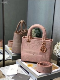 Replica MEDIUM LADY D-LITE BAG Bois De Rose Cannage Embroidery M0565OREY Rose Tl8934Ye83