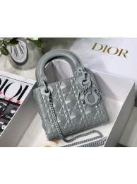 Replica MEDIUM LADY DIOR BAG Cannage Calfskin M0566OE gray Tl8274ls37