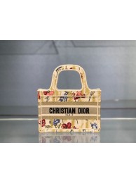 Replica MINI DIOR BOOK TOTE Beige Multicolor Dior Hibiscus Embroidery S5475ZR Tl8785VA65