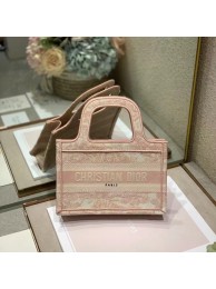 Replica MINI DIOR BOOK TOTE Embroidery S5475Z pink Tl8701ec82