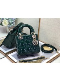 Replica MINI LADY DIOR BAG Patent Cannage Calfskin M0505O green Tl8143zR45