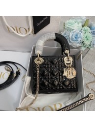 Replica MINI LADY DIOR BAG Patent Cannage Calfskin M0566OW black&gold Tl8424iF91