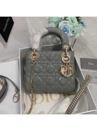 Replica MINI LADY DIOR BAG Patent Cannage Calfskin M0566OW gray&gold Tl8420VA65