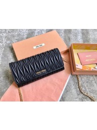 Replica miu miu Matelasse Nappa Leather Clutch 5DH002 black Tl18630rH96