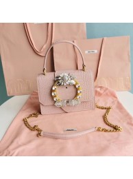 Replica miu miu Matelasse Nappa Leather mini tote Bag 5EA196 pink Tl18545aG44