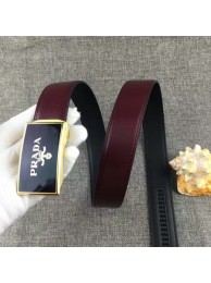 Replica Prada 34mm Leather Belt PD0801 Wine Tl7509Jw87