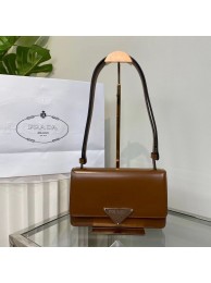 Replica Prada Cleo brushed leather shoulder bag 1BN321 Caramel Tl5843Ix66