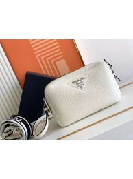 Replica Prada Leather bag with shoulder strap 1DB820 white Tl5722BB13