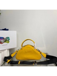 Replica Prada Leather Triangle bag 1BB082 yellow Tl5821Ac56