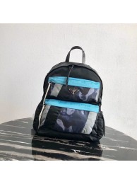 Replica Prada Printed technical fabric backpack 2VZ025 black&blue Tl6220rH96