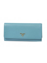 Replica Prada Saffiano Metallic Flap Wallets 1M1290 Light Green Tl6745SV68