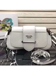 Replica Prada Sidonie leather shoulder bag 1BD168 White Tl6307Xe44