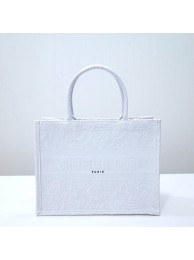 Replica SMALL DIOR BOOK TOTE Embroidery C1287-34 white Tl8204Ye83