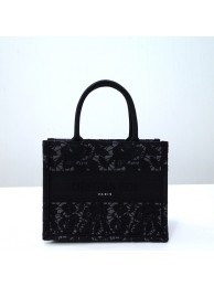 Replica SMALL DIOR BOOK TOTE Embroidery C1331-11 black Tl8202YP94