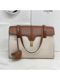 Replica Top Celine MEDIUM SOFT 16 BAG IN SMOOTH CALFSKIN CR94043 DARK OAK Tl4745ll80