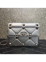 Replica Top VALENTINO GARAVANI Grained Calfskin Shoulder Bag 2B0I60 silver Tl19345ll80