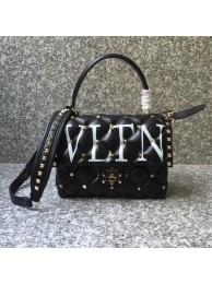 Replica VALENTINO Candy Rockstud quilted leather shoulder bag 6020 black&white Tl19517YP94