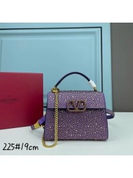 Replica VALENTINO GARAVANI VSLING Shiny diamond Mini totebag XW2B1G9 purple&silver-Tone Metal Tl19201sA83