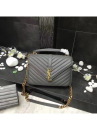 Replica YSL Classic Monogramme Grey Leather Flap Bag Y392737 Gold Tl15163BJ25