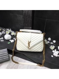 Replica YSL Classic Monogramme White Leather Flap Bag Y392737 Gold Tl15169Yn66