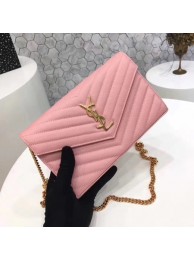 Replica YSL WOC Classic Monogramme Flap Bag Cannage Pattern Y1003 Pink Tl15140SV68