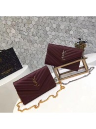 Replica YSL WOC Classic Monogramme Flap Bag Cannage Pattern Y1003 Wine Tl15137YP94