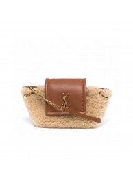 SAINT LAUREN LE MAILLON BUCKET BAG IN SUEDE Y667738 brown Tl14357yj81