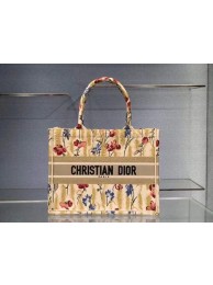 SMALL DIOR BOOK TOTE Beige Multicolor Dior Hibiscus Metallic Thread Embroidery M1296 Tl8780KX86