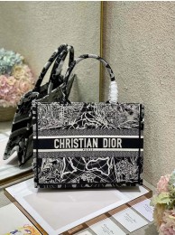 SMALL DIOR BOOK TOTE Black and white globe Embroidery M1296ZJ Tl8625sf78